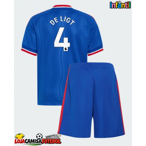Camisa de Futebol Manchester United Matthijs de Ligt #4 Equipamento Secundário Infantil 2026-27 Manga Curta (+ Calças curtas)